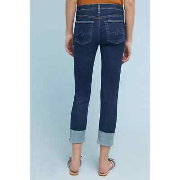 AG Adriano Goldschmied High Rise Stevie Cuff Slim Straight Blue Jeans, Size 25 - Picture 6 of 12